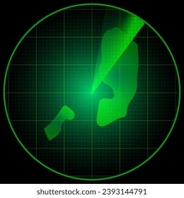 Illustration of radar screen with the silhouette of Palestine and Gaza Strip