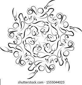 illustration of radial black end with simple