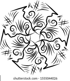 illustration of radial black end with simple
