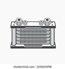 illustration of radiator, vehicle part, vector art.