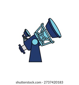 Illustration of a radio telescope featuring multiple antennae and a large dish