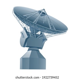 Illustration of the radio telescope, radar in astronomical observatory