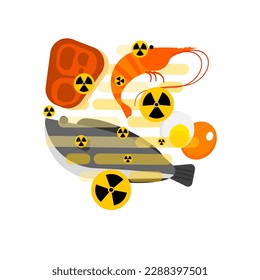 Illustration of radioactive contamination in a food element.