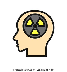 Illustration of Radiological Symbol Inside a Human Head Silhouette