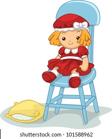 Illustration of a Rag Doll Sitting on a Chair