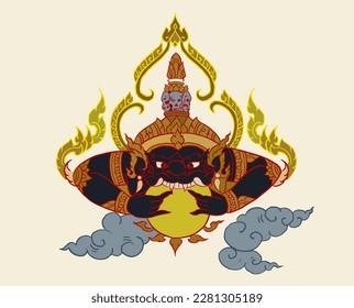 Illustration of Rahu and the moon vector for card, decoration, illustration