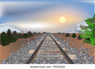 illustration with railroad bed landscape