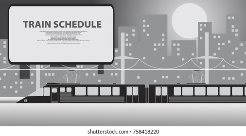 Illustration of a railway platform with a train
