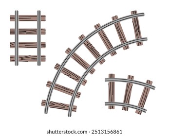 Ilustración de Pistas de ferrocarril sobre fondo blanco. Rieles en estilo plano, icono. Ilustración de dibujos animados para el diseño de la tela, Fondo de pantalla, tarjetas de felicitación, etc