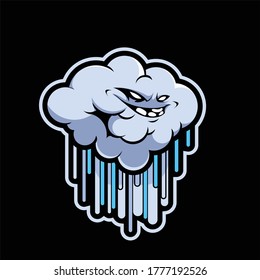 illustration rain clouds e-sport mascot graphic
