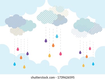Illustration of  rain clouds  on cloud background.