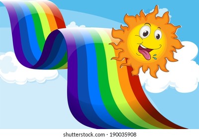 Illustration of a rainbow beside the happy sun