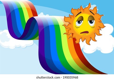 Illustration of a rainbow beside the sad sun