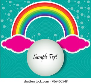 illustration of a rainbow in a blue sky