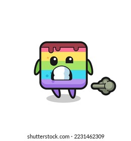 the illustration of the rainbow cake cartoon doing fart , cute style design for t shirt, sticker, logo element