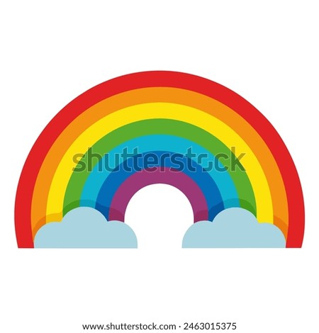 Illustration of a rainbow with clouds on a white background