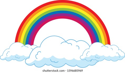 Illustration Rainbow Clouds White Background Vector Stock Vector ...