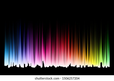 illustration rainbow color fast flow down on Black Background. vector spectrum generation flow up fast.