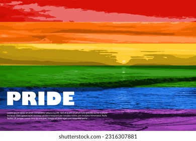 illustration of Rainbow colored background showing LGBT support for Lesbian, Gay, Bisexual and Transgender community