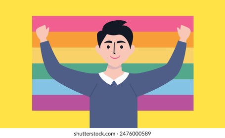 illustration of Rainbow colored background showing LGBT support for Lesbian, Gay, Bisexual and Transgender community