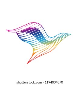 Illustration von Rainbow-farbigem Vectorized Ink Sketch von Adler einzeln auf weißem Hintergrund