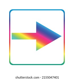 illustration of rainbow colores arrow on white  background	