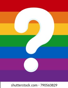 Illustration of Rainbow Colors with a Question Mark for LGBT