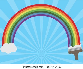 Illustration of a rainbow drawn with paint (background, wallpaper)