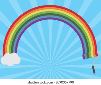 Ilustración de un arco iris pintado con pintura (fondo, papel pintado)