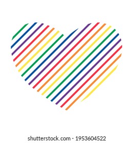 An illustration of a rainbow heart. Pride concept. LGBTQIA+ appreciation month. Isolated on white.