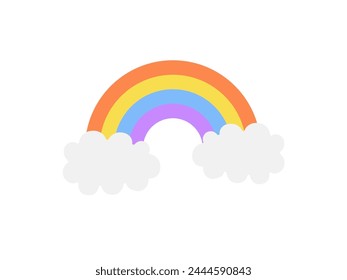 Illustration of a rainbow icon in the sky.