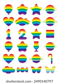 Illustration of rainbow items of various shapes