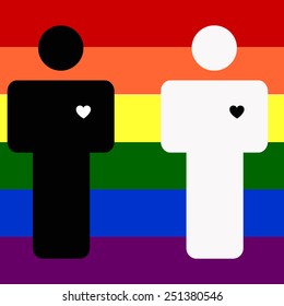 Illustration with rainbow and men