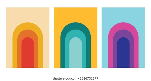 Illustration rainbow retro unique design minimalist