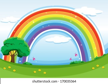 Illustration eines Regenbogens am Himmel