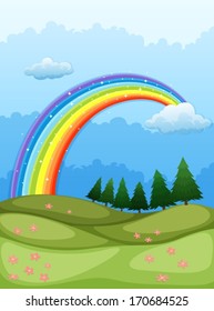 Illustration of a rainbow in the sky