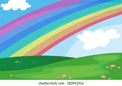 Illustration of a rainbow in the sky