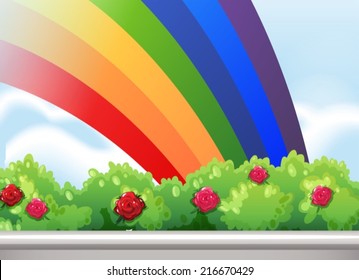 Illustration of a rainbow in the sky