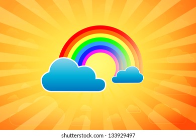 Illustration Of Rainbow Surrounded By Clouds