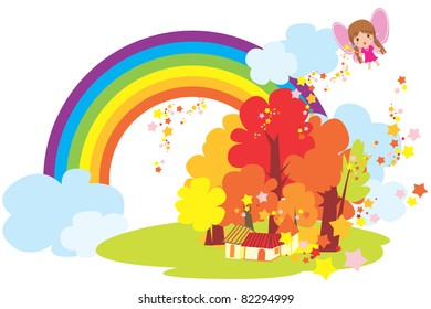 Illustration of the rainbow village