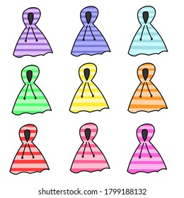 Illustration of raincoat with diagonal pattern
