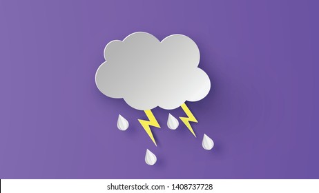 Illustration of rainy season. paper cut and craft style. vector, illustration.