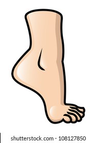 Illustration of a raised cartoon foot. Eps 10 Vector.