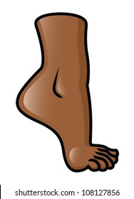 Illustration of a raised cartoon foot. Eps 10 Vector.