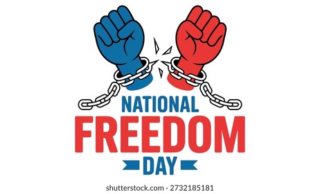 Illustration of Raised Fists Breaking Chains – National Freedom Day Symbol of Emancipation and Human Rights