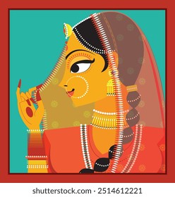 Illustration of Rajasthani women with traditional Jewlery