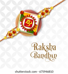 Illustration of Raksha Bandhan with beautiful rakhi and om sign.
