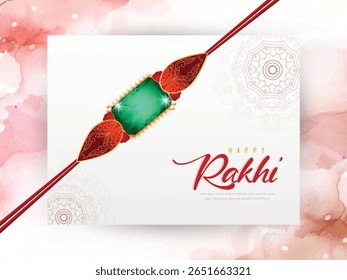 Illustration of Raksha Bandhan festival concept with beautiful Rakhi and brother sister characters. Creative design of Rakhi festival with floral background sweets and lights.