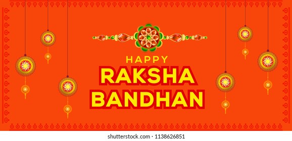 Illustration Of Raksha Bandhan Greeting Card Design.