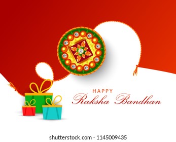 Illustration Of Raksha Bandhan Greeting Card Design.